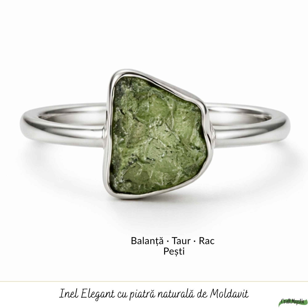 Inel din Argint 925 cu Moldavit Natural Brut, M7/54 – Energie Inalta si Aliniere Interioara [5]