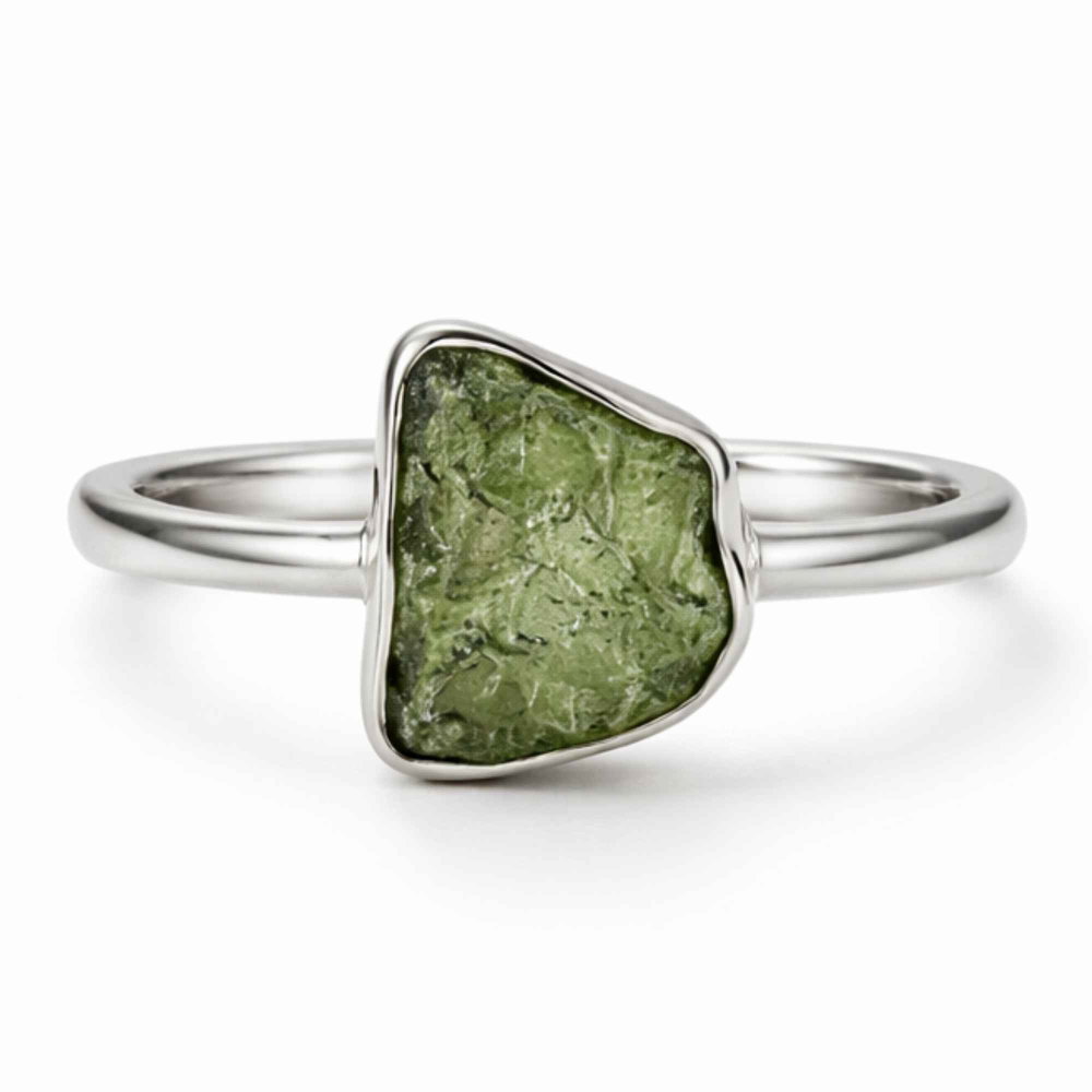 Inel din Argint 925 cu Moldavit Natural Brut, M7/54 – Energie Inalta si Aliniere Interioara [1]