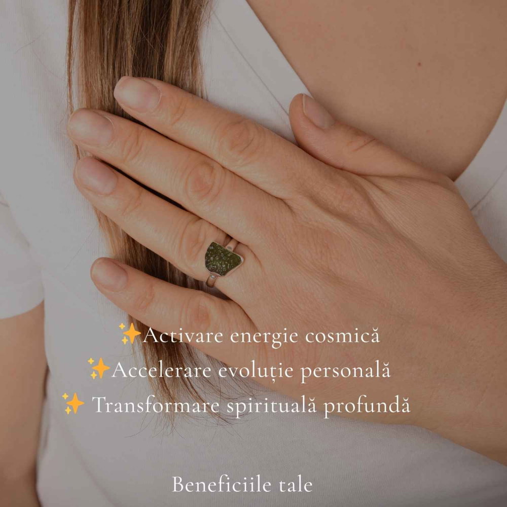 Inel din Argint 925 cu Moldavit Natural Brut, M7/54 – Energie Inalta si Aliniere Interioara [3]