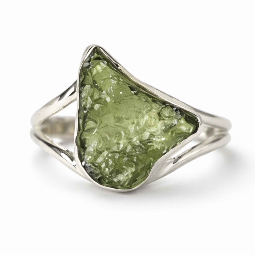 Inel Argint 925 cu Moldavit Natural Brut, M8/57– Energie Inalta si Transformare Spirituala [1]