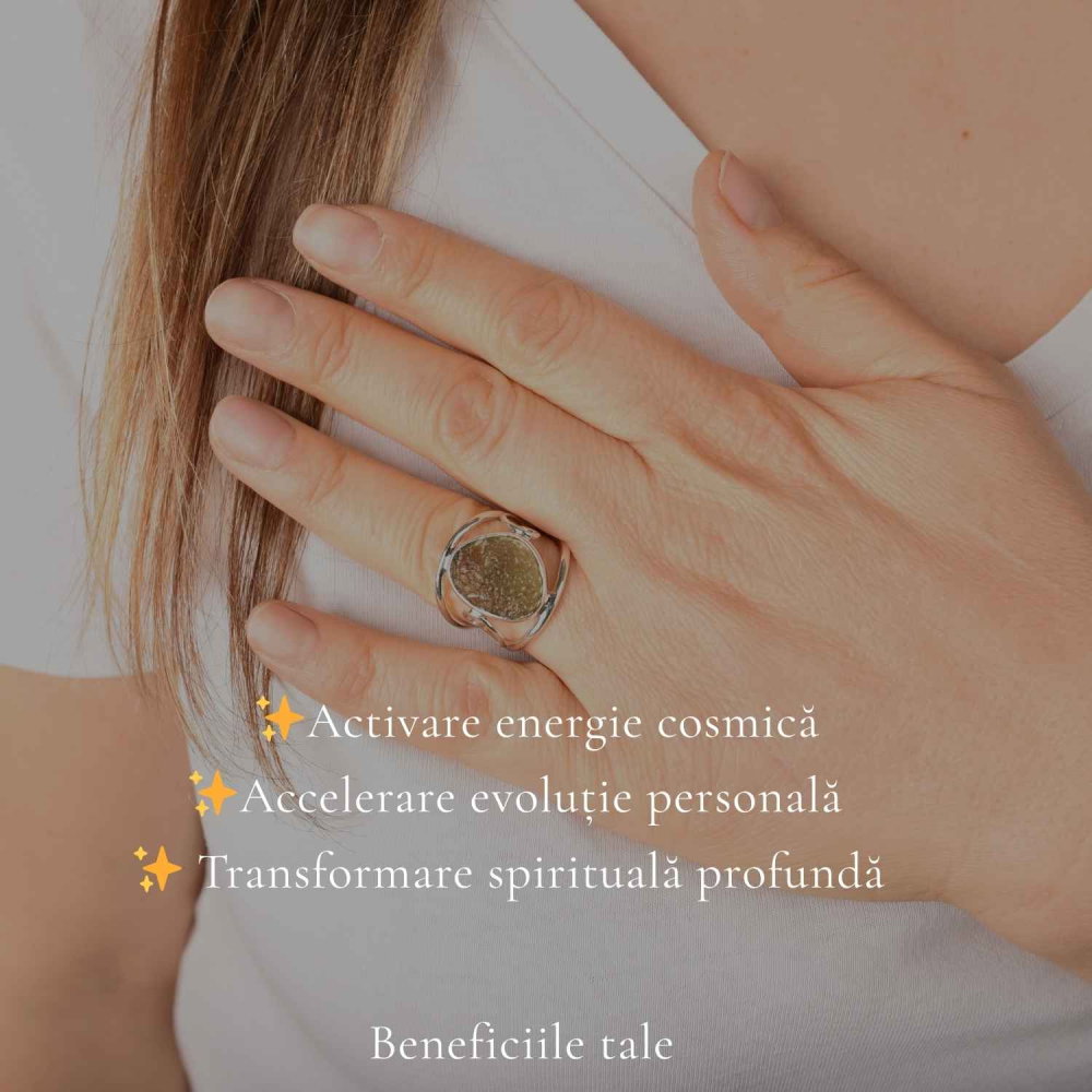 Inel Argint 925 cu Moldavit Brut Floare – Transformare si Energie [3]