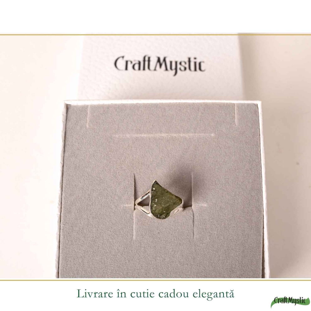 Inel Argint 925 cu Moldavit Natural Brut, M8/57– Energie Inalta si Transformare Spirituala [6]
