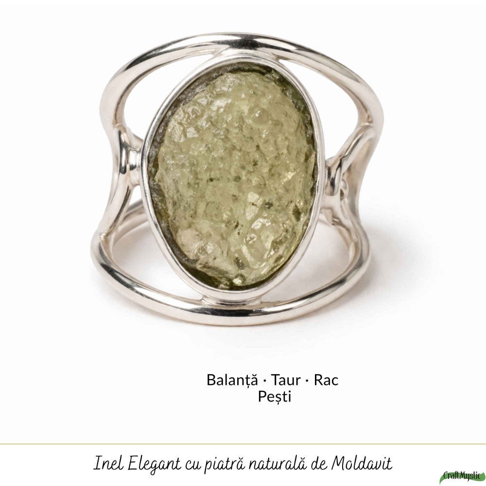 Inel Argint 925 cu Moldavit Brut Floare – Transformare si Energie [5]