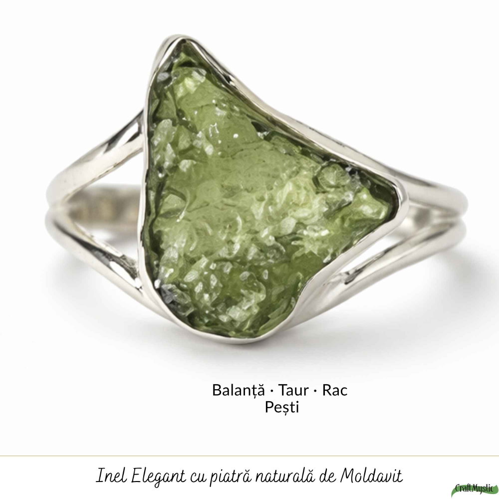 Inel Argint 925 cu Moldavit Natural Brut, M8/57– Energie Inalta si Transformare Spirituala [5]