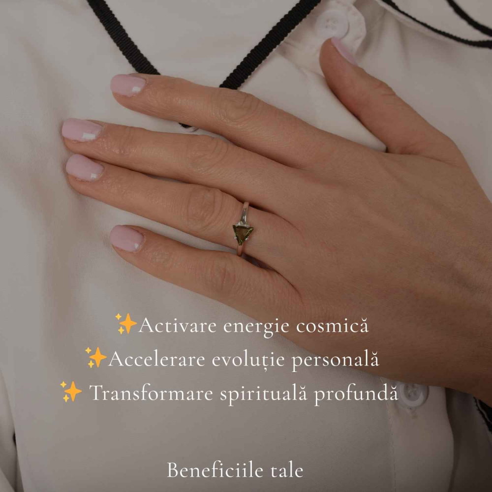 Inel Argint 925 cu Moldavit Fatetat Triunghi – Claritate si Energie [3]