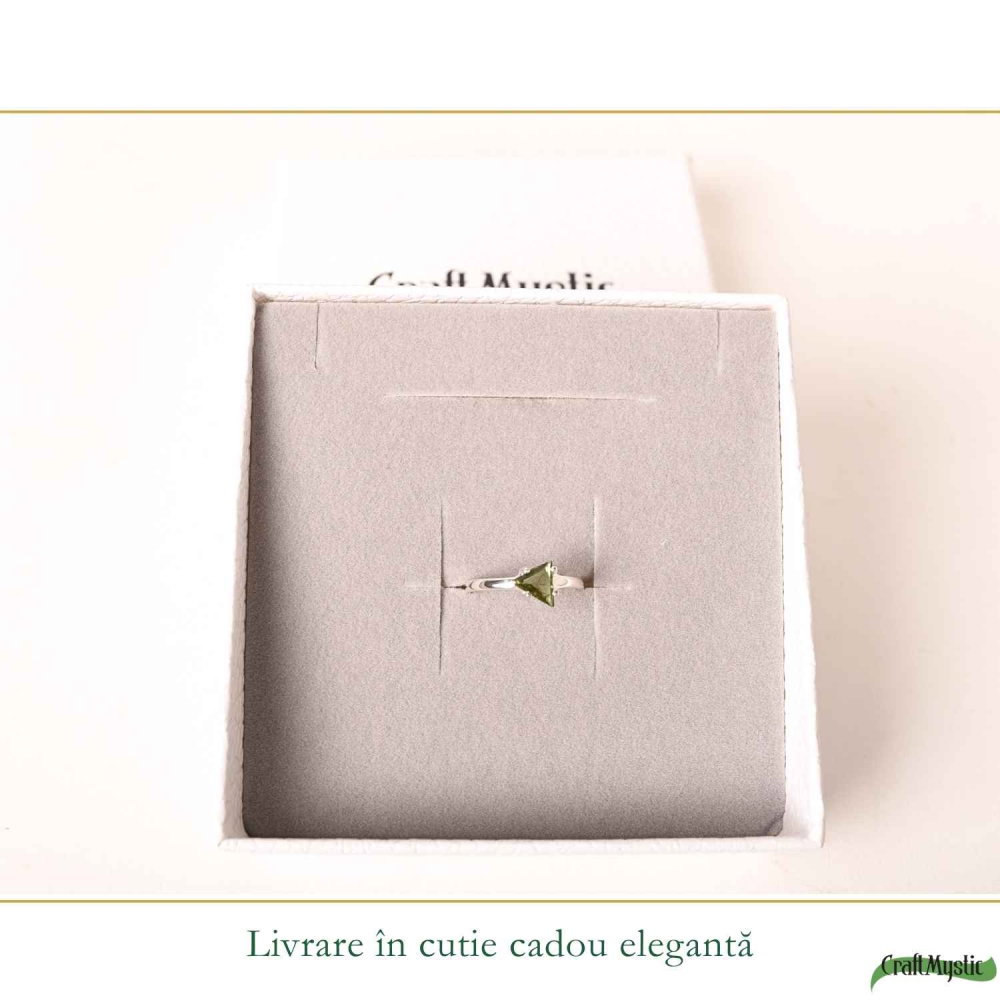 Inel Argint 925 cu Moldavit Fatetat Triunghi – Claritate si Energie [6]