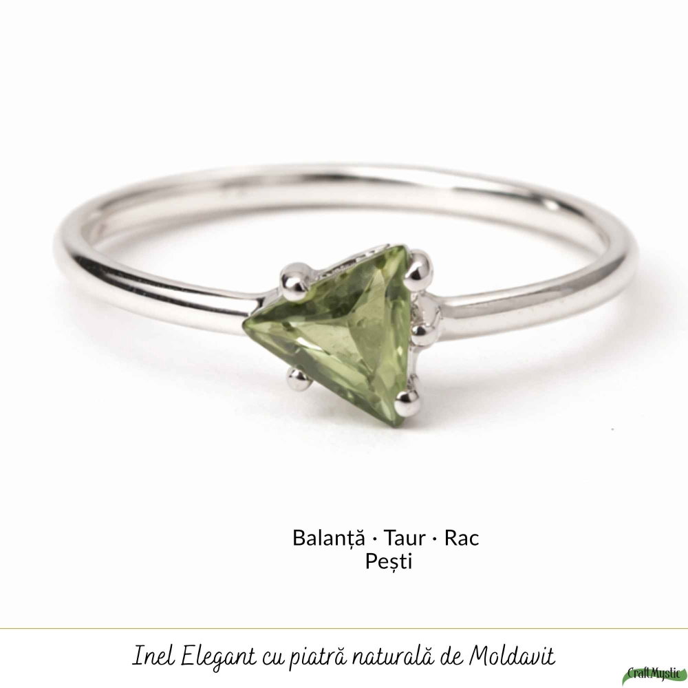 Inel Argint 925 cu Moldavit Fatetat Triunghi – Claritate si Energie [5]