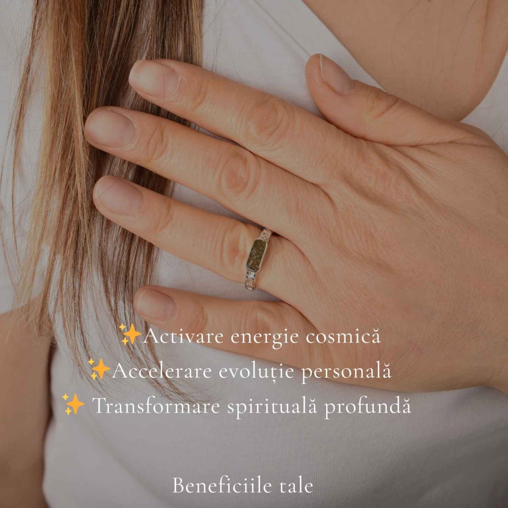 Inel Argint 925 cu Moldavit Brut Dreptunghiular – Claritate si Transformare [3]