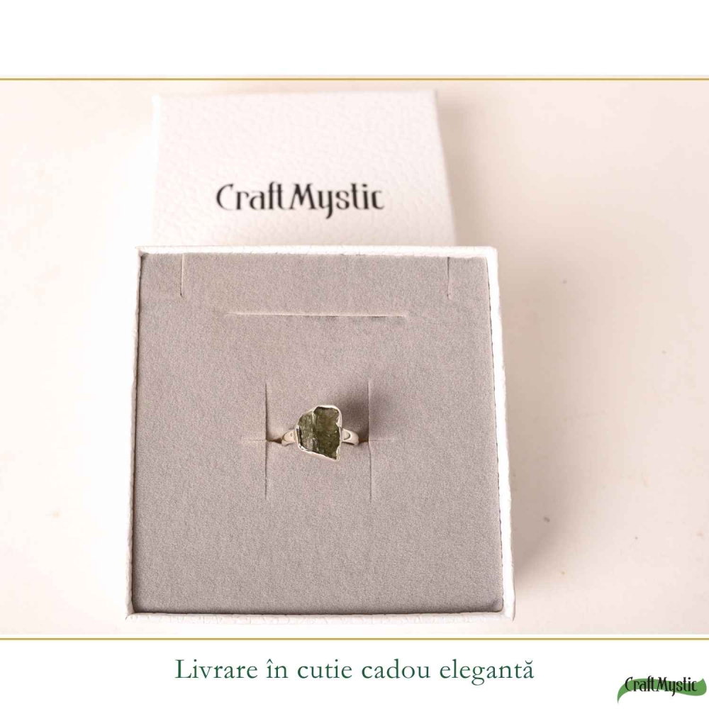 Inel Argint 925 cu Moldavit Natural, M5/49 – Energie Cosmica si Transformare Spirituala [6]