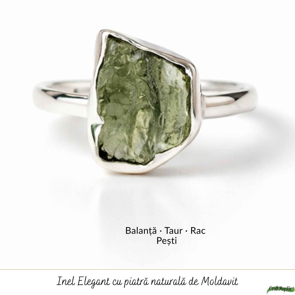 Inel Argint 925 cu Moldavit Natural, M5/49 – Energie Cosmica si Transformare Spirituala [5]