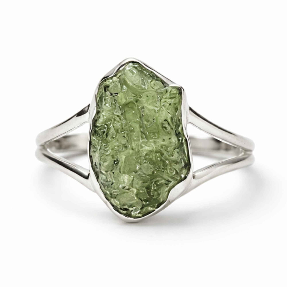 Inel din Argint 925 cu Piatra Naturala Moldavit, M8/57 – Protectie si Evolutie Interioara [1]