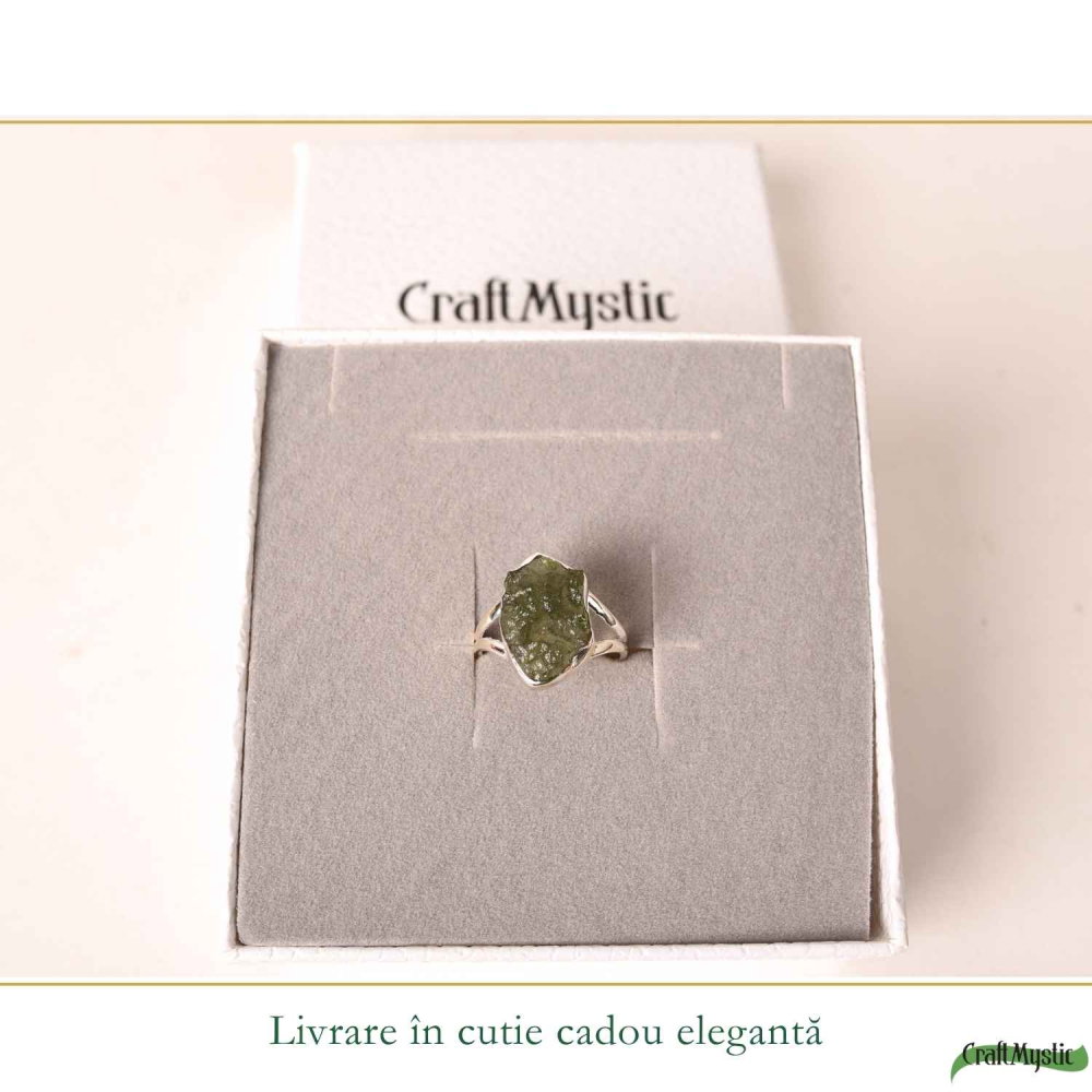 Inel din Argint 925 cu Piatra Naturala Moldavit, M8/57 – Protectie si Evolutie Interioara [6]