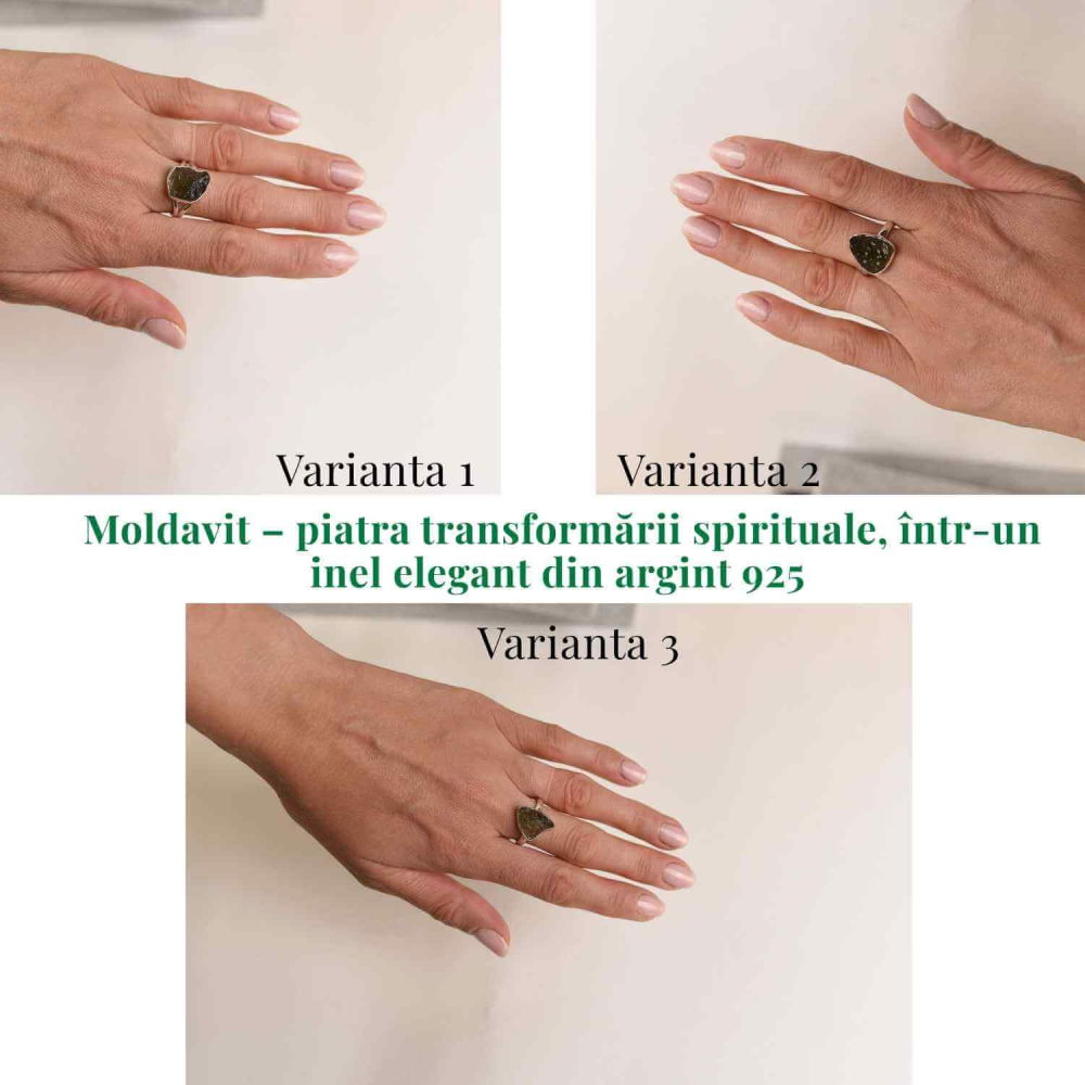 Inel argint 925 cu Moldavit natural brut Marime 55-56 (EU) / 8 (US) – Piatra transformarii spirituale - Copie [3]