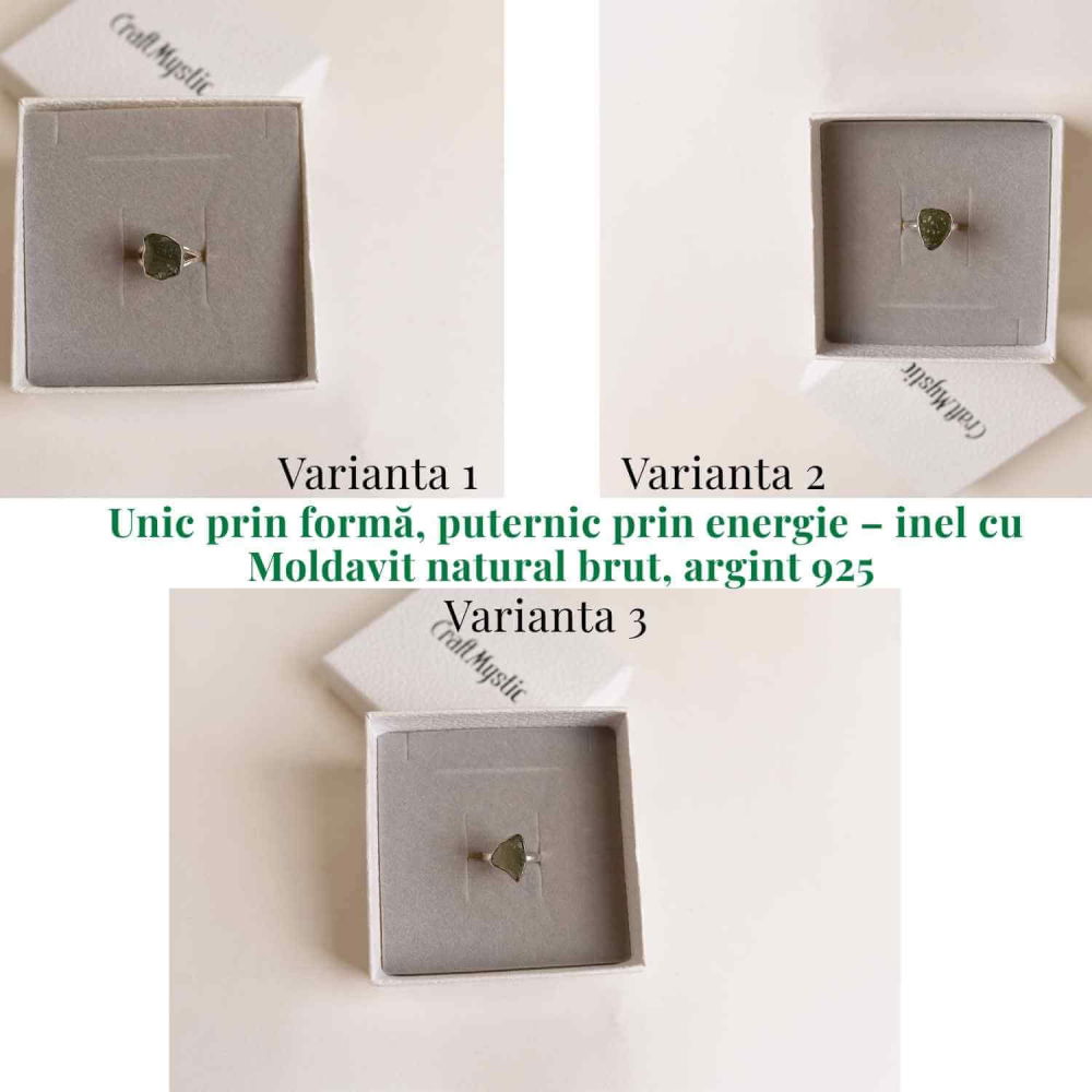 Inel argint 925 cu Moldavit natural brut Marime 55-56 (EU) / 8 (US) – Piatra transformarii spirituale - Copie [4]