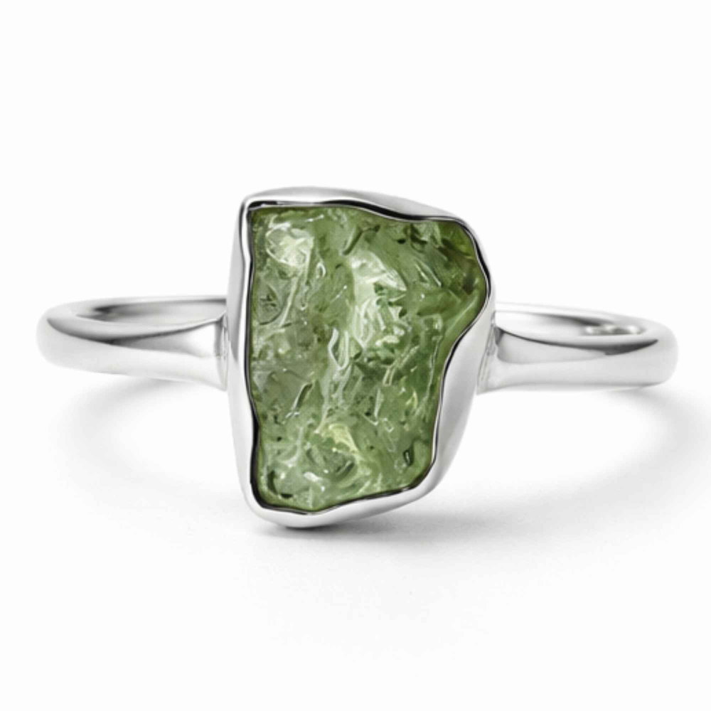 Inel din Argint 925 cu Moldavit Verde, M9/59 – Piatra Transformarii si Vindecarii Profunde [1]