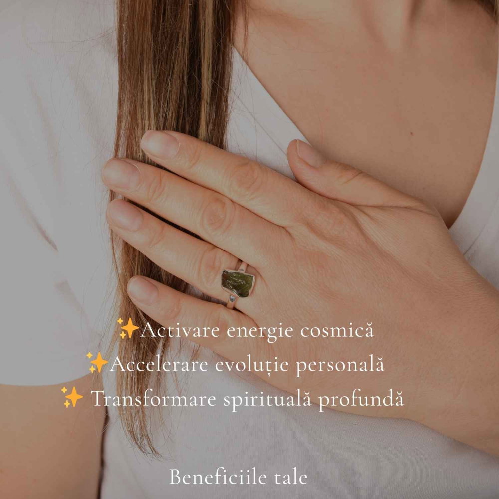 Inel Argint 925 cu Moldavit Natural, M10/61 – Claritate, Intuitie si Conexiune Universala [3]