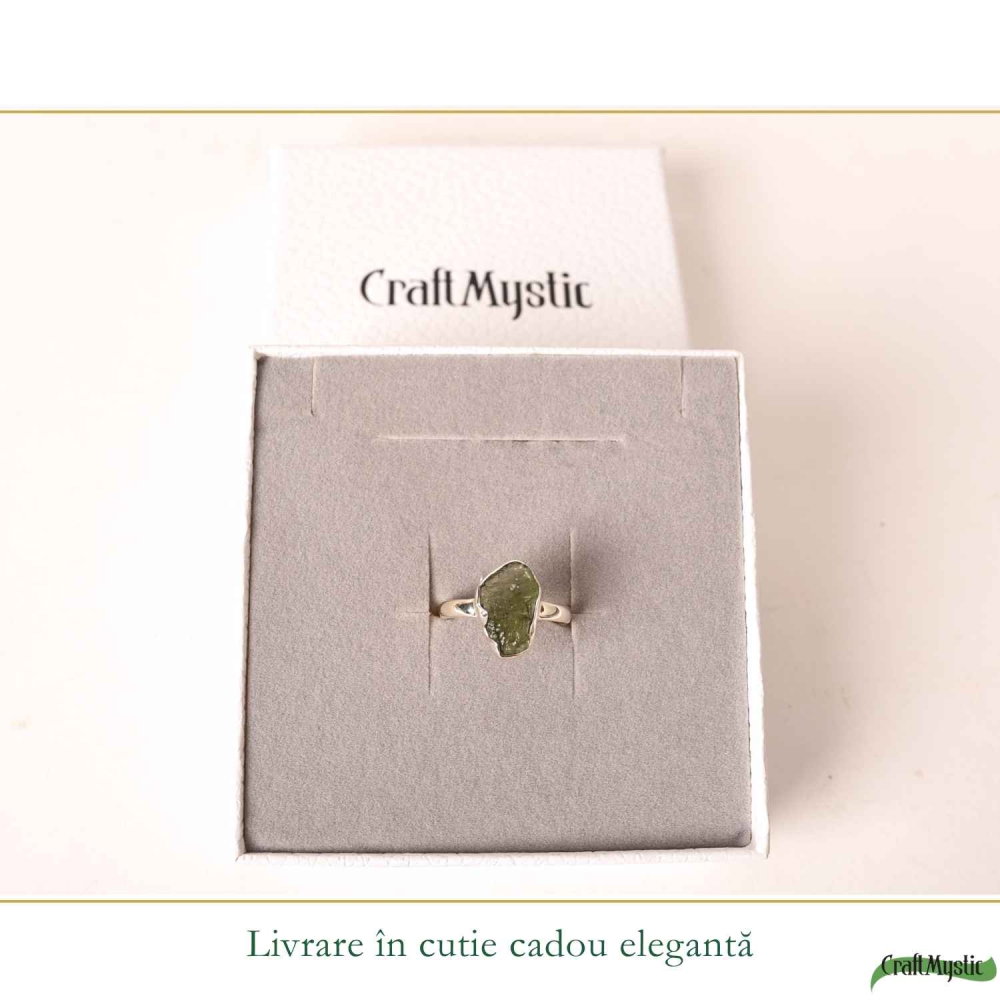 Inel Argint 925 cu Moldavit Natural, M10/61 – Claritate, Intuitie si Conexiune Universala [6]