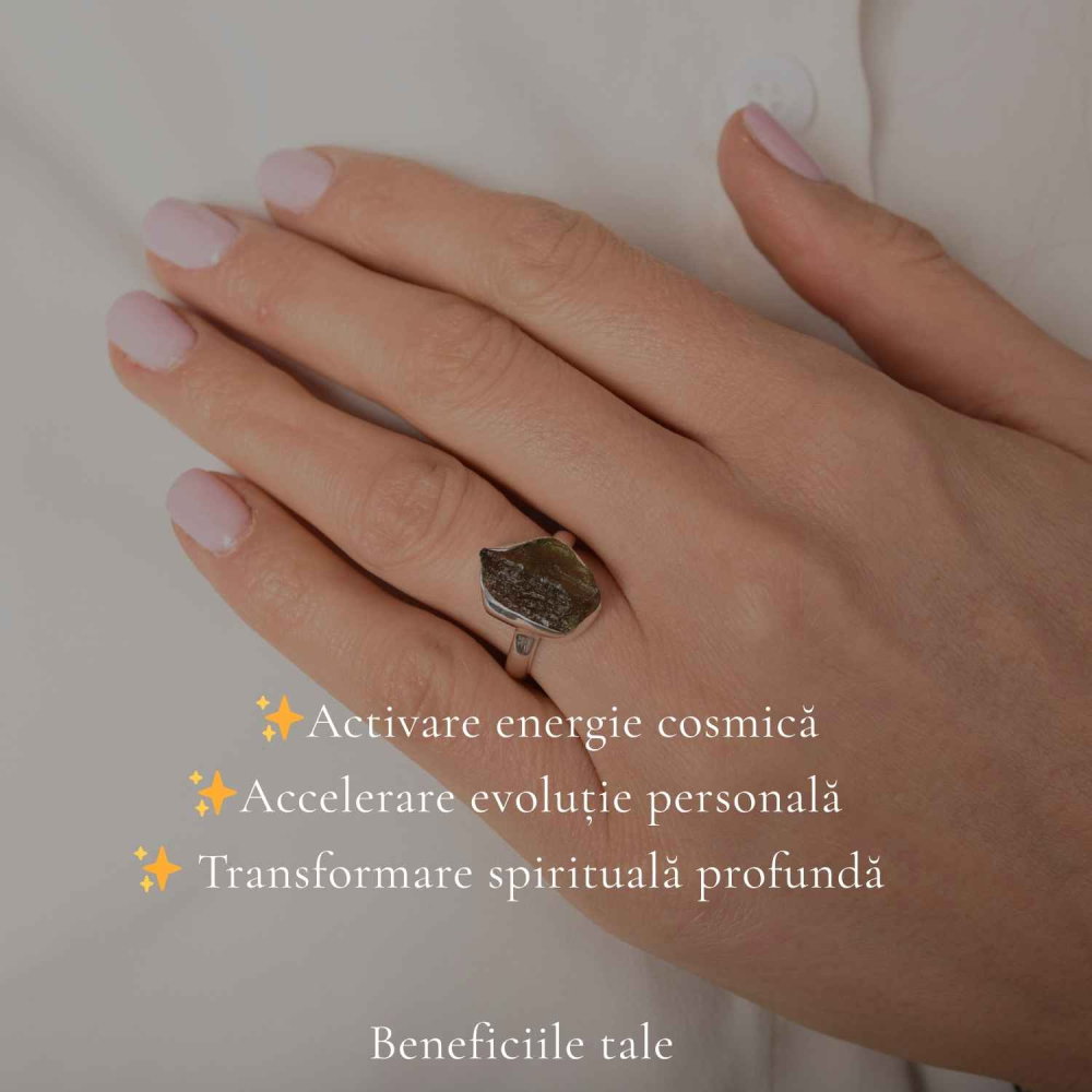 Inel Argint 925 cu Moldavit Autentic, M6/52 – Energie Puternica si Crestere Spirituala [3]
