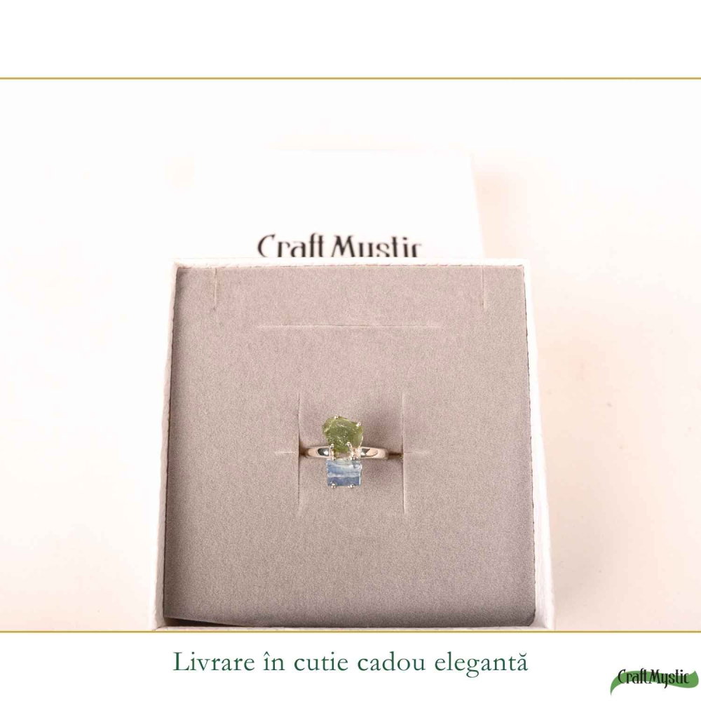 Inel argint 925 cu Moldavit si Kianit albastru, M 6.5/53 – claritate si transformare [6]