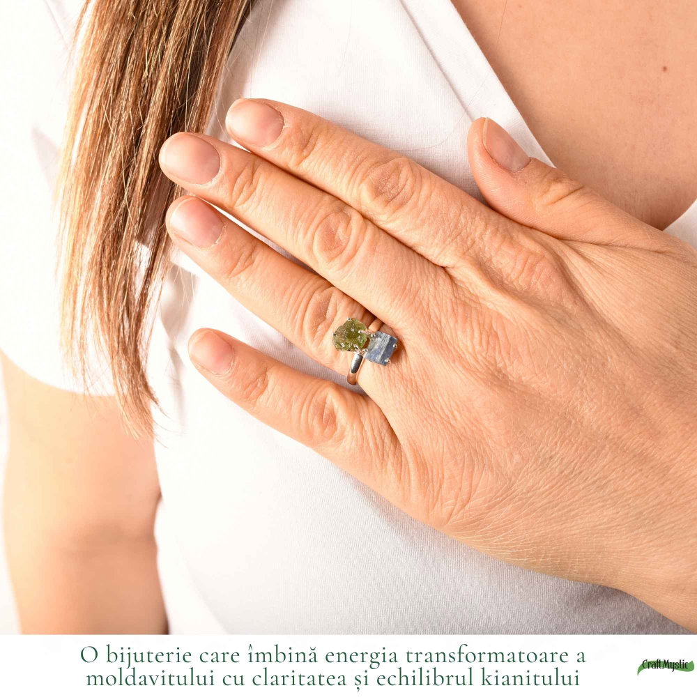 Inel argint 925 cu Moldavit si Kianit albastru, M 6.5/53 – claritate si transformare [2]