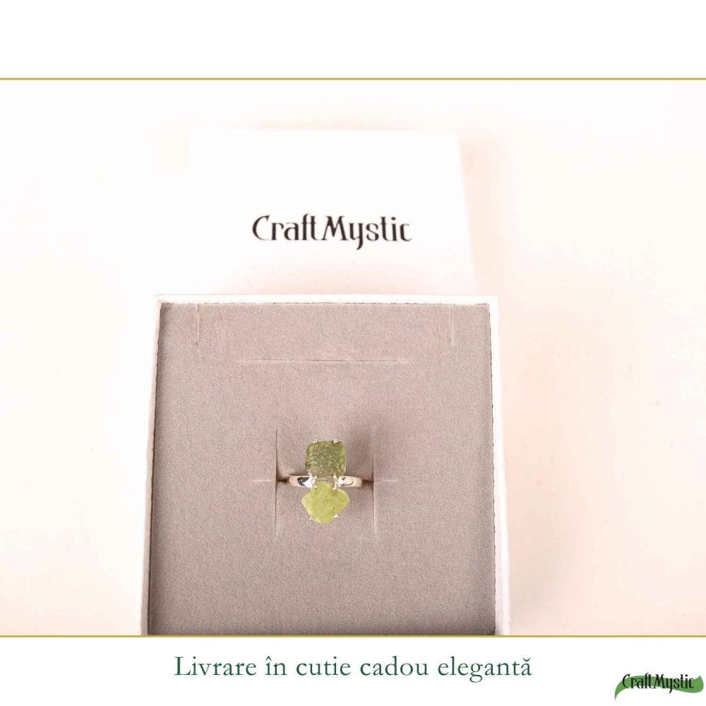 Inel argint 925 cu Moldavit si Kianit verde, M6/51.5 – echilibru si transformare [6]