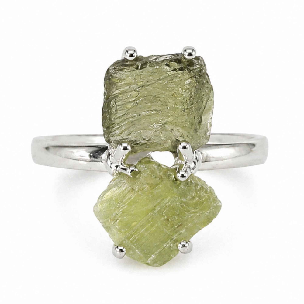 Inel argint 925 cu Moldavit si Kianit verde, M6/51.5 – echilibru si transformare [1]