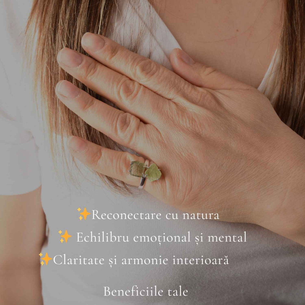 Inel argint 925 cu Moldavit si Kianit verde, M6/51.5 – echilibru si transformare [3]