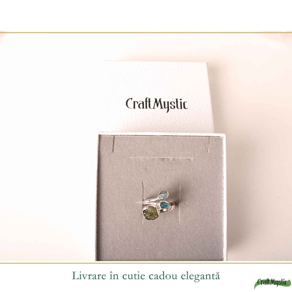 Inel Argint 925 cu Moldavit, Apatit si Acvamarin – Claritate si Energie Pozitiva [6]