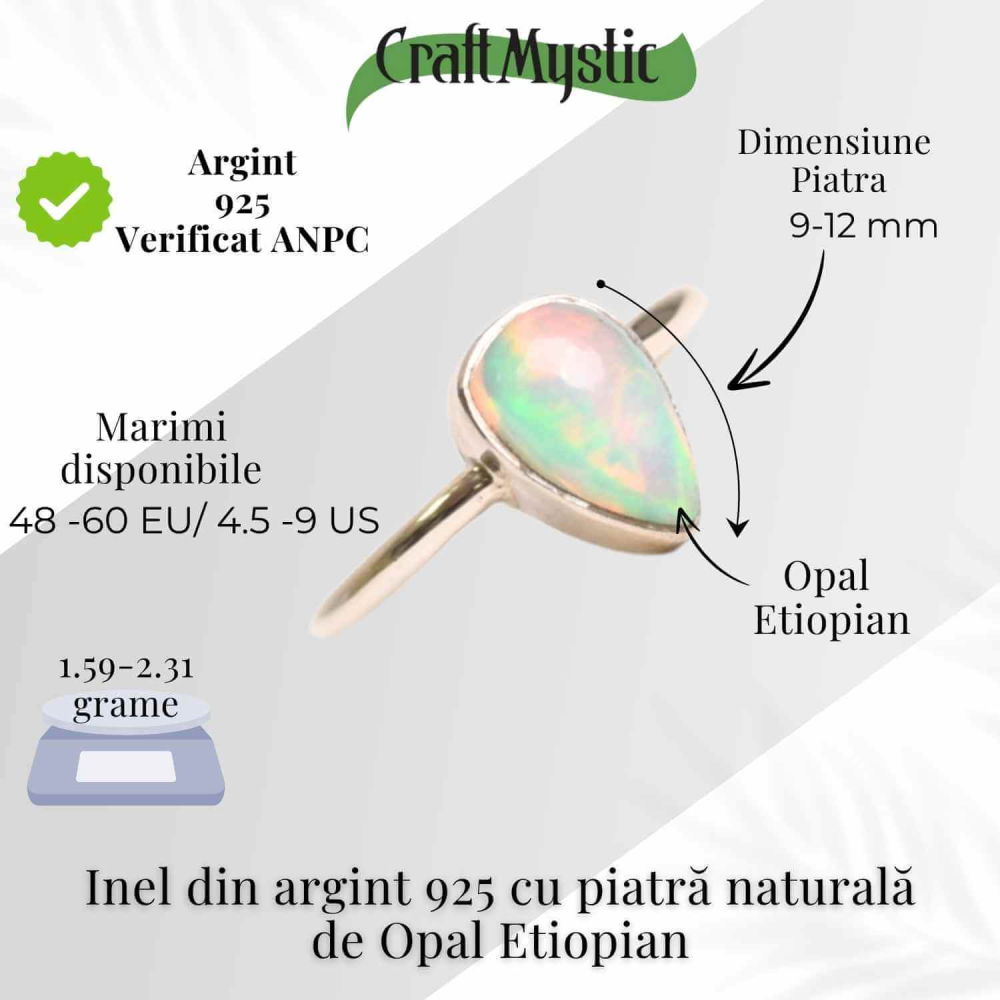 Inel argint 925 cu Opal Etiopian lacrima – Lumina interioara si claritate [5]