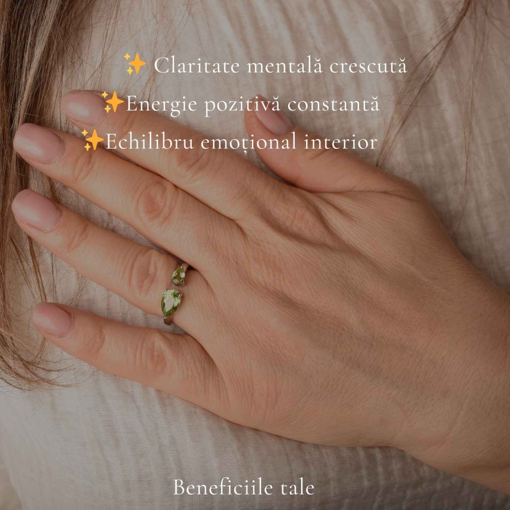 Inel Argint 925 cu Peridot Fatetat Lacrima – Echilibru si Feminitate Naturala [3]