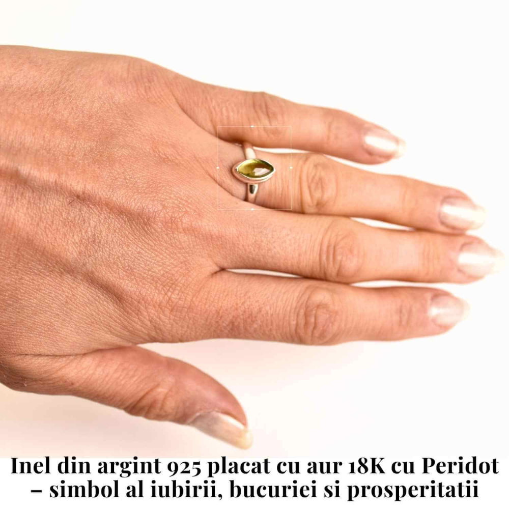 Inel argint 925 cu Peridot natural forma delica– Vitalitate si Prosperitate [2]