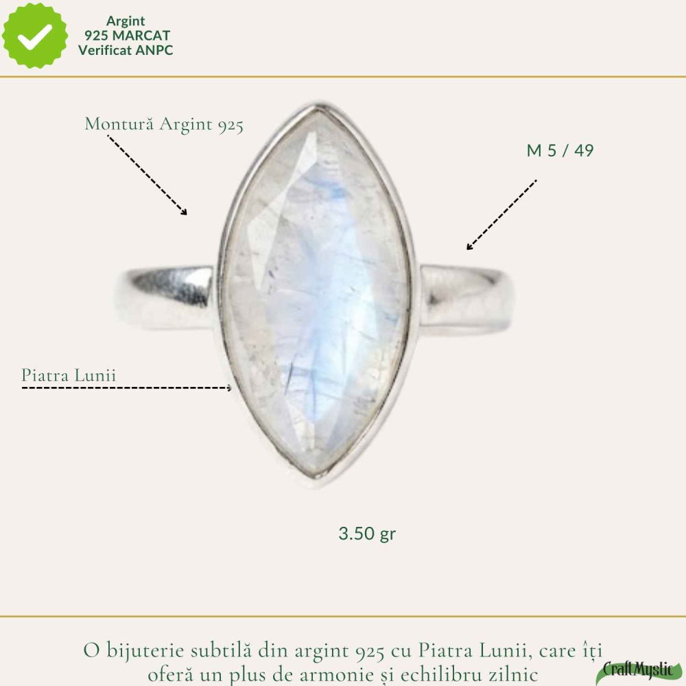Inel Argint 925 cu Piatra Lunii Delica fatetat – Echilibru și Feminitate [4]