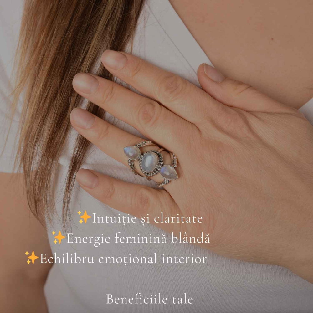 Inel Argint 925 Vintage Triplu cu Piatra Lunii – Intuitie si Eleganta Clasica [3]