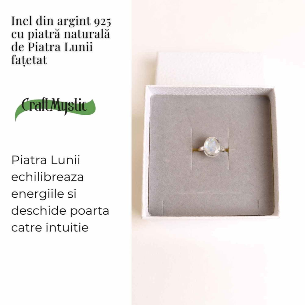 Inel Argint 925 cu Piatra Lunii Fatetata Oval– Lumina Interioara si Echilibru Emotional [3]