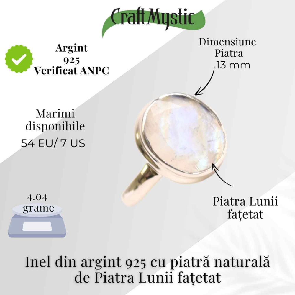 Inel Argint 925 cu Piatra Lunii Fatetata Oval– Lumina Interioara si Echilibru Emotional [5]