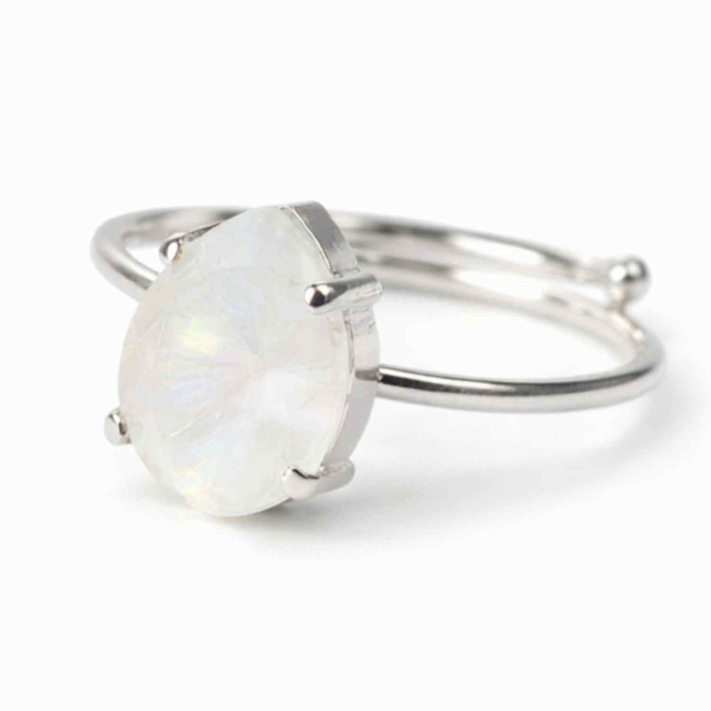 Inel din argint 925 cu piatra lunii fatetat, pentru calm si echilibru interior [1]