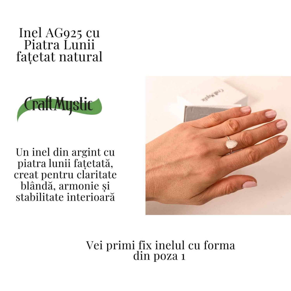 Inel din argint 925 cu piatra lunii fatetat, pentru calm si echilibru interior [3]