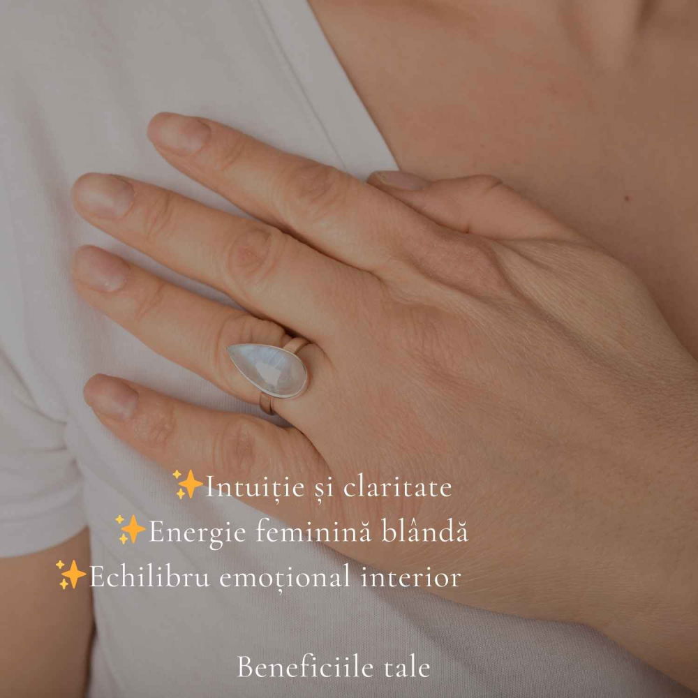 Inel Argint 925 cu Piatra Lunii Lacrimă – Echilibru Emoțional si Intuitie [3]
