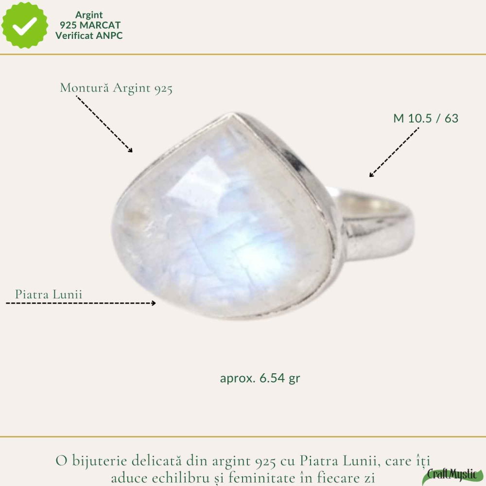 Inel Argint 925 cu Piatra Lunii Lacrima – Echilibru si Intuitie Profunda [4]