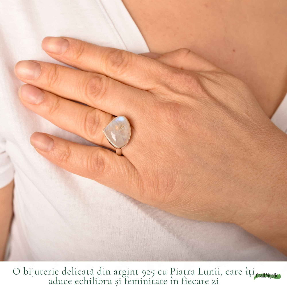 Inel Argint 925 cu Piatra Lunii Lacrima – Echilibru si Intuitie Profunda [2]