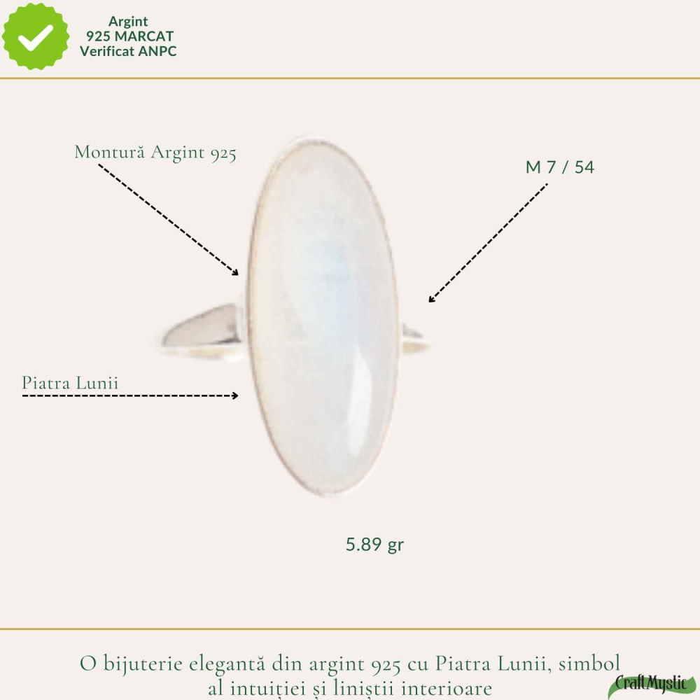 Inel Argint 925 cu Piatra Lunii Oval – Echilibru Emotional si Intuitie [4]