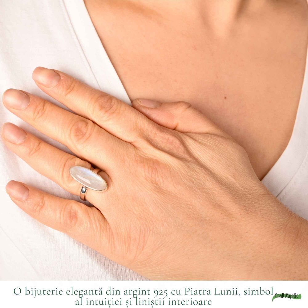 Inel Argint 925 cu Piatra Lunii Oval – Echilibru Emotional si Intuitie [2]