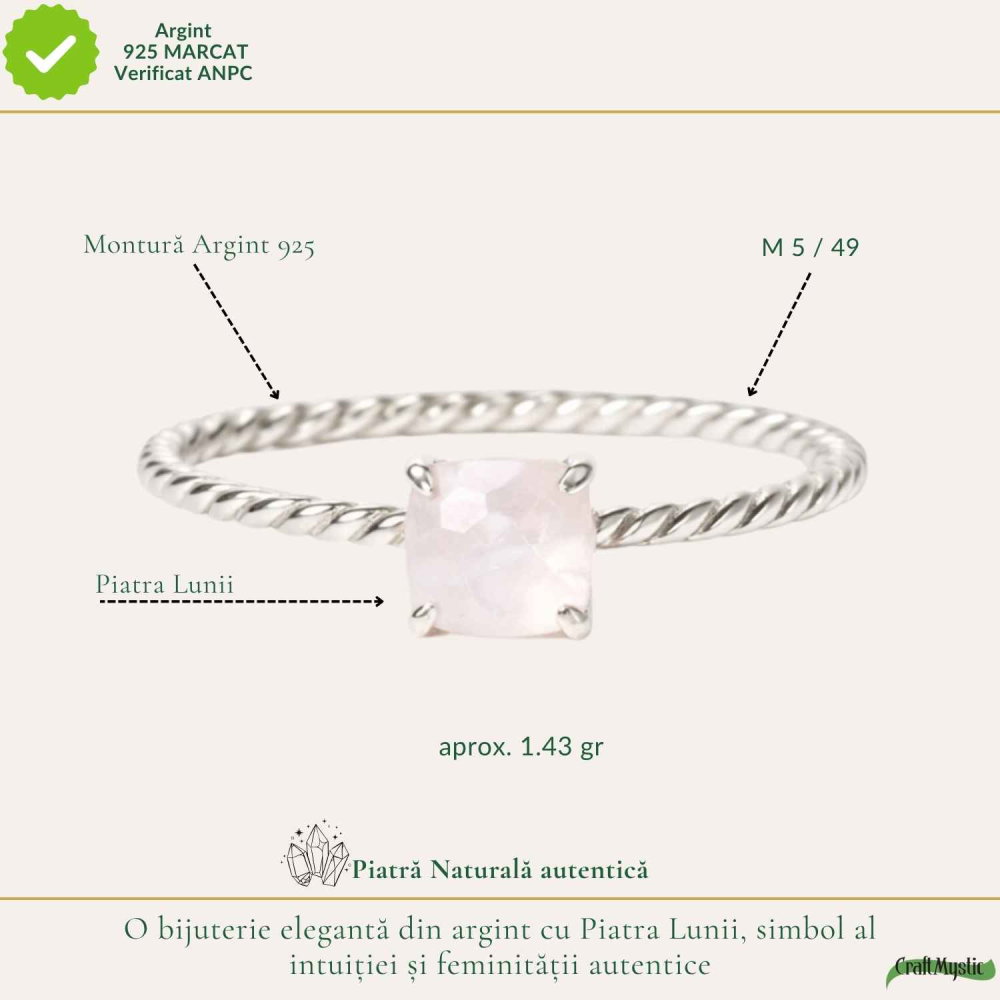 Inel argint 925 rasucit piatra lunii patrata – intuitie si echilibru [4]