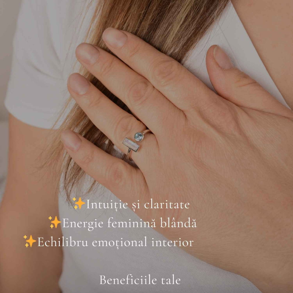 Inel Argint 925 cu Piatra Lunii si Topaz Alb – Echilibru si Claritate Interioara [3]