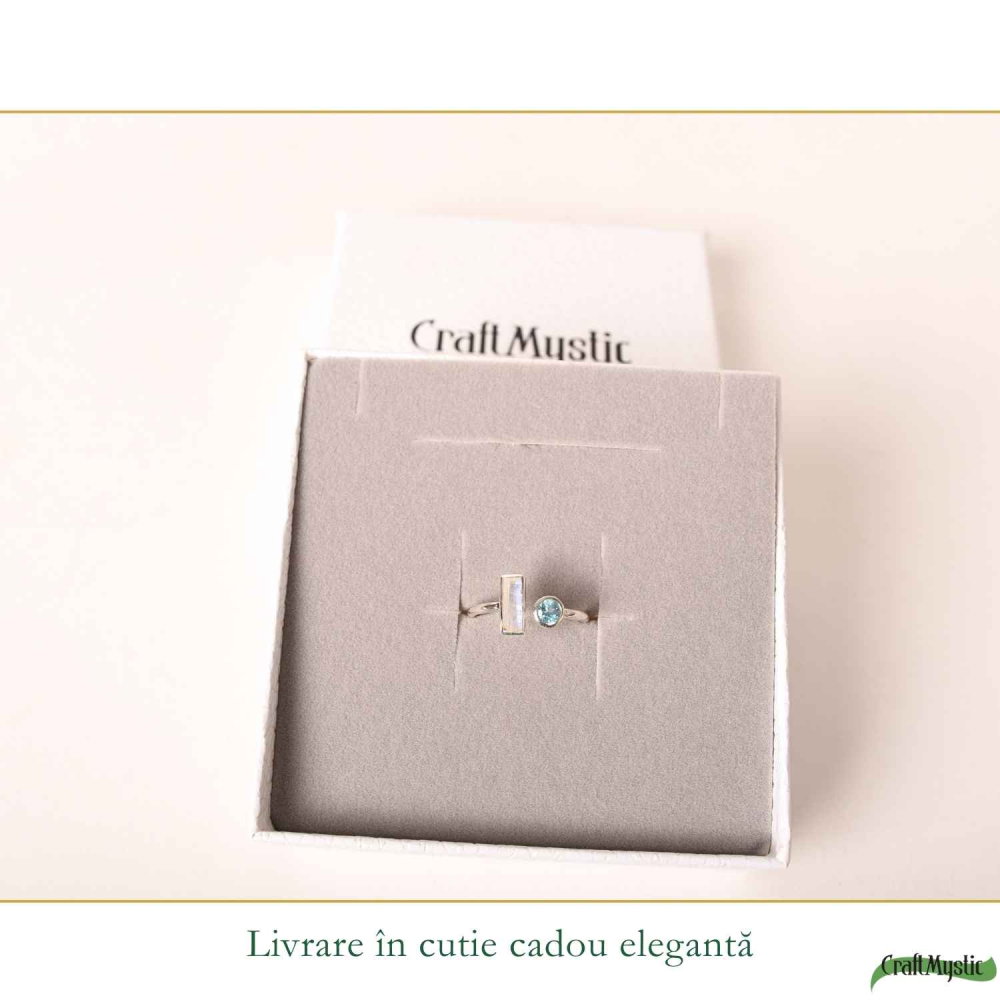 Inel Argint 925 cu Piatra Lunii si Topaz Alb – Echilibru si Claritate Interioara [6]