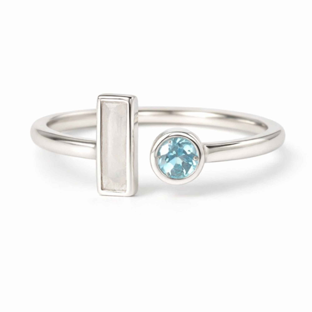 Inel Argint 925 cu Piatra Lunii si Topaz Alb – Echilibru si Claritate Interioara [1]