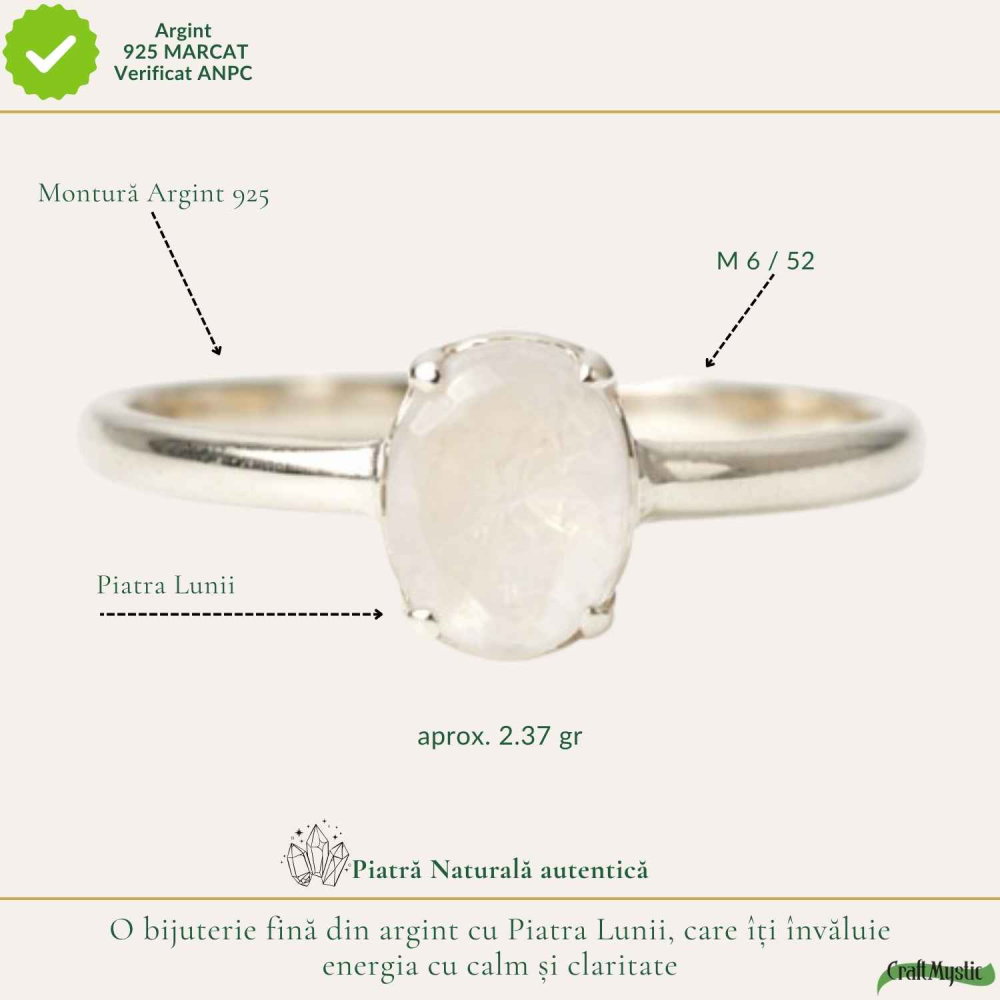 Inel argint 925 piatra lunii oval – intuitie si echilibru emotional [4]
