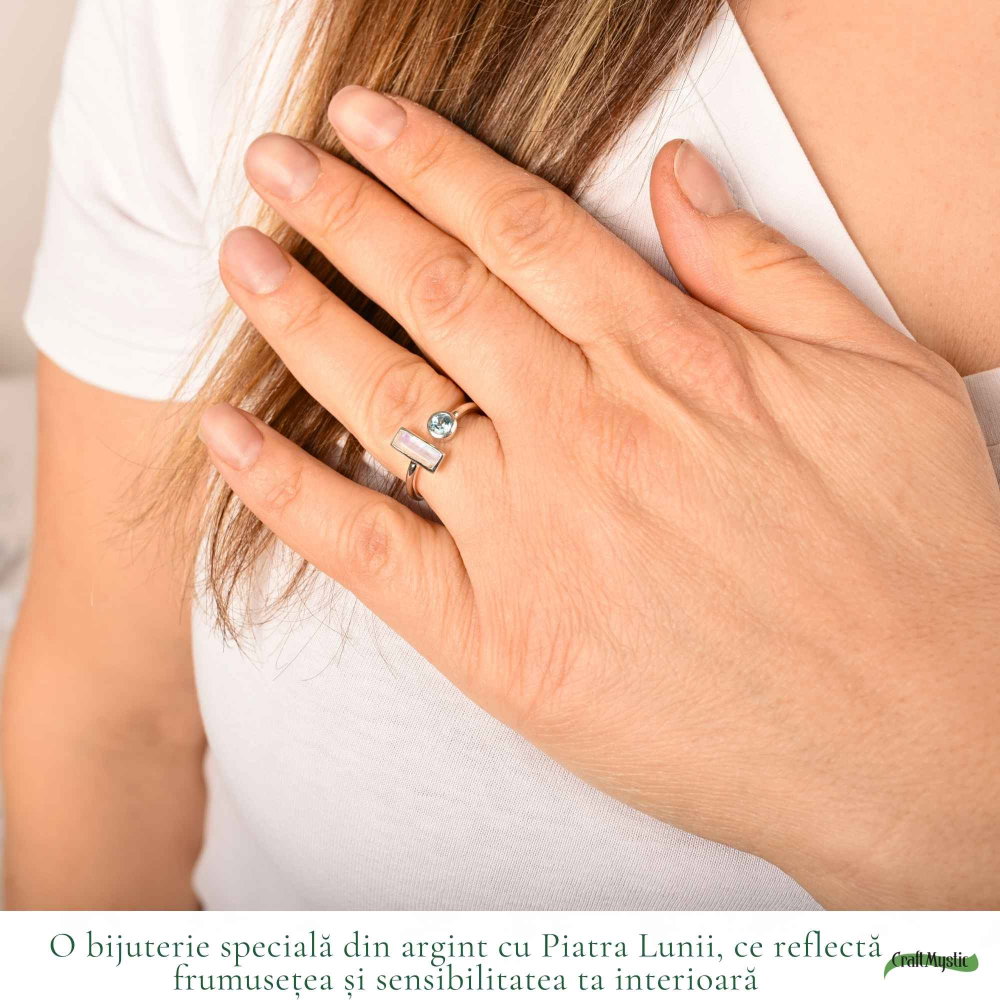 Inel Argint 925 cu Piatra Lunii si Topaz Alb – Echilibru si Claritate Interioara [2]