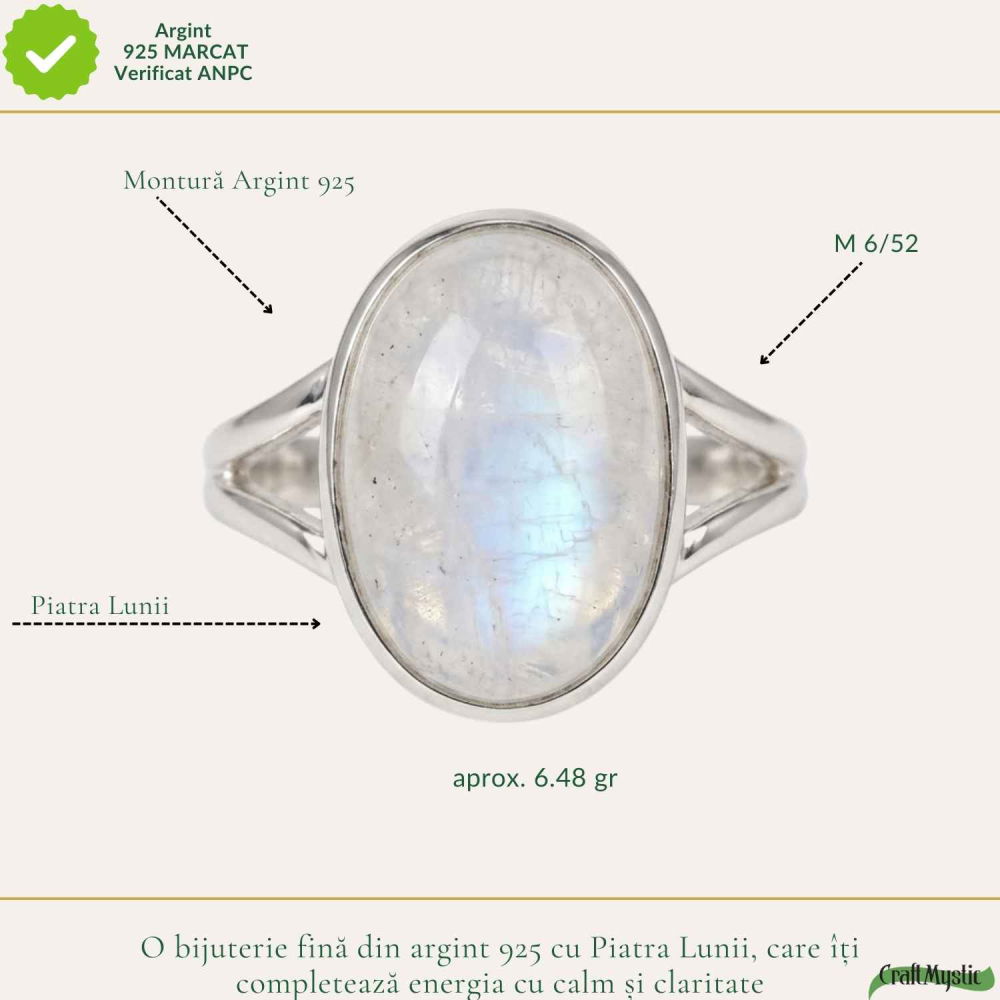 Inel Argint 925 cu Piatra Lunii Oval – Intuitie si Echilibru Interior [4]
