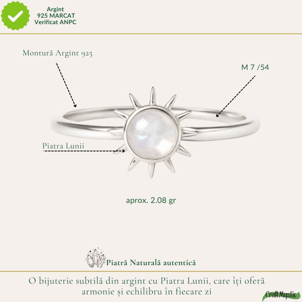 Inel Argint 925 cu Piatra Lunii si Soare – Feminitate si Echilibru Interior [4]
